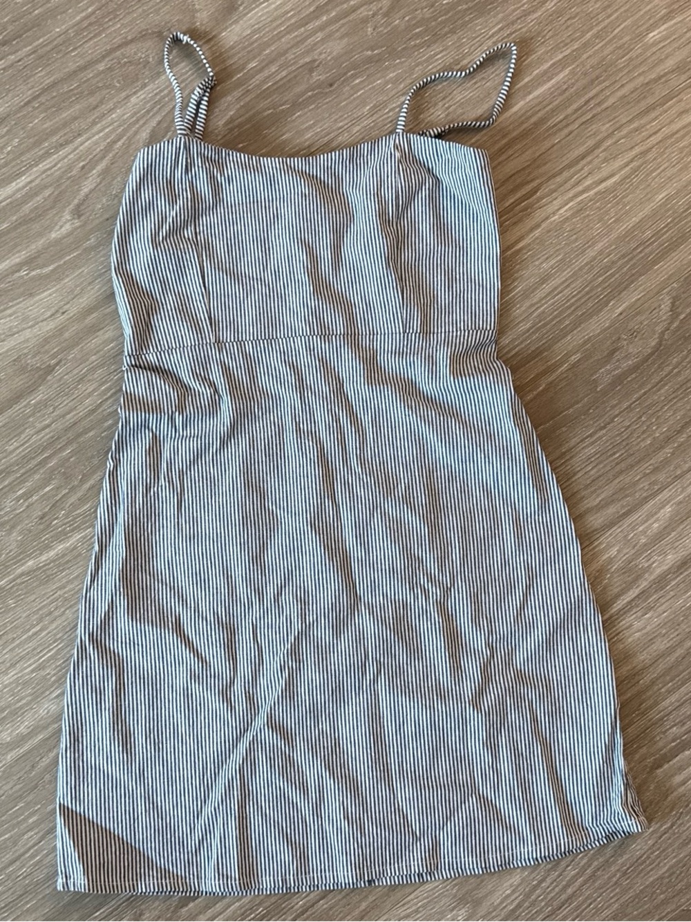 Brandy Melville Striped Blue and White Spaghetti Strap Dress